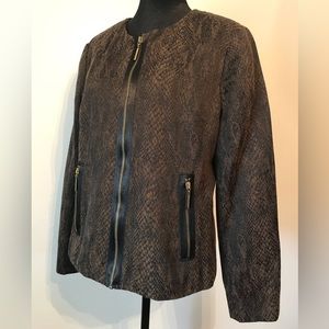 Dana Buchman Womens Jacket / Blazer Brown Snakeskin Print Size 14